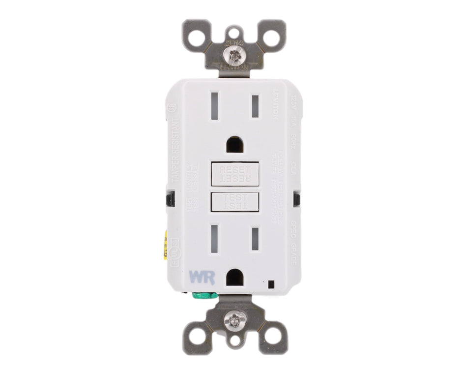 Leviton GFWT1-W 15 Amps 125 Volts GFCI Outlet Weather-Resistant and Tamper-Resistant with LED Indicator, White