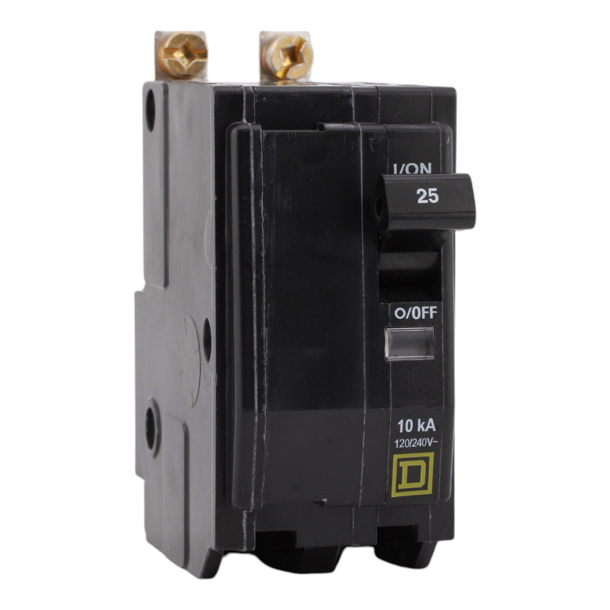 Square D QOB225, 25A, 120/240V, 2-Pole Circuit Breaker, Bolt-On, 10kA Interrupt Rating
