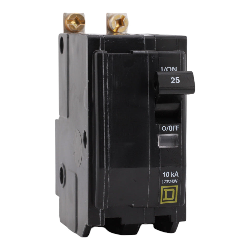 Square D QOB225, 25A, 120/240V, 2-Pole Circuit Breaker, Bolt-On, 10kA Interrupt Rating