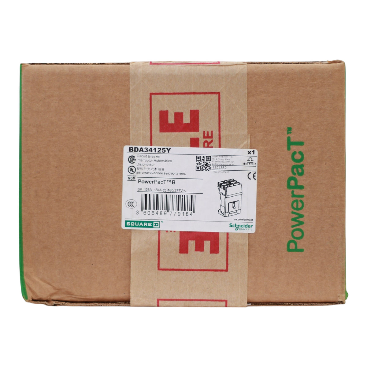Square D PowerPacT B, BDA34125Y, 125A, 3P, 480Y/277V, I-Line, Thermal Magnetic, Circuit Breaker - Image 3