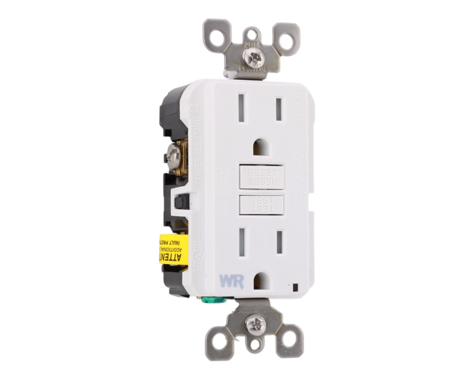 Leviton GFWT1-W 15 Amps 125 Volts GFCI Outlet Weather-Resistant and Tamper-Resistant with LED Indicator, White - Image 2