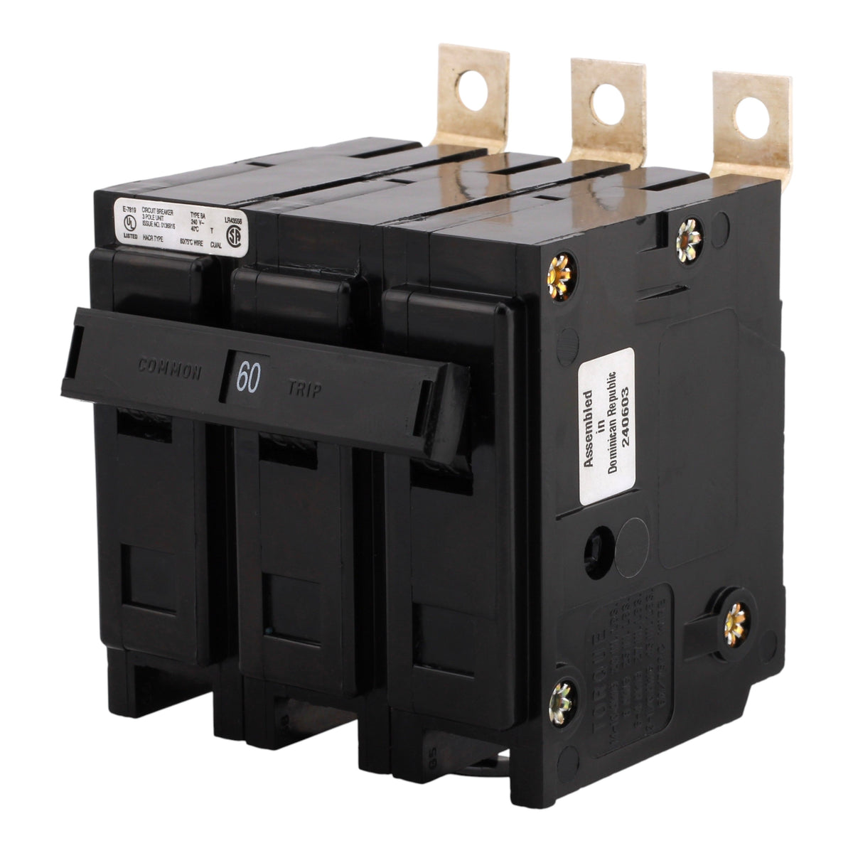 Eaton BAB3060H 60A 3P 240V Bolt-On Thermal-Mag Circuit Breaker - Image 2