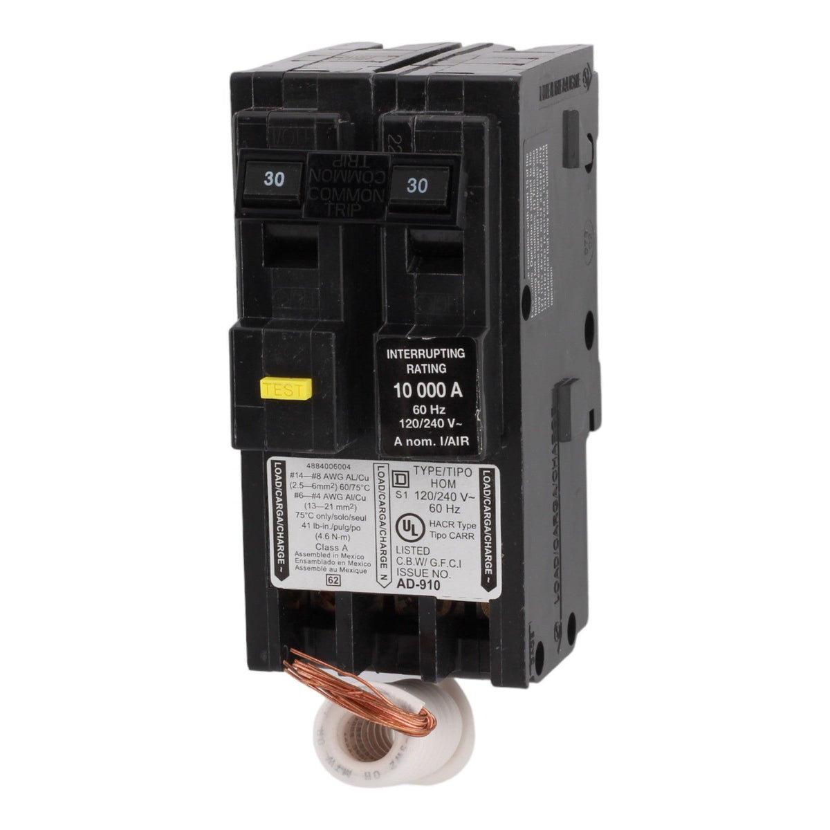 Square D Homeline HOM230GFI 30A 2P 120/240V GFCI Pigtail Neutral Circuit Breaker - Image 3