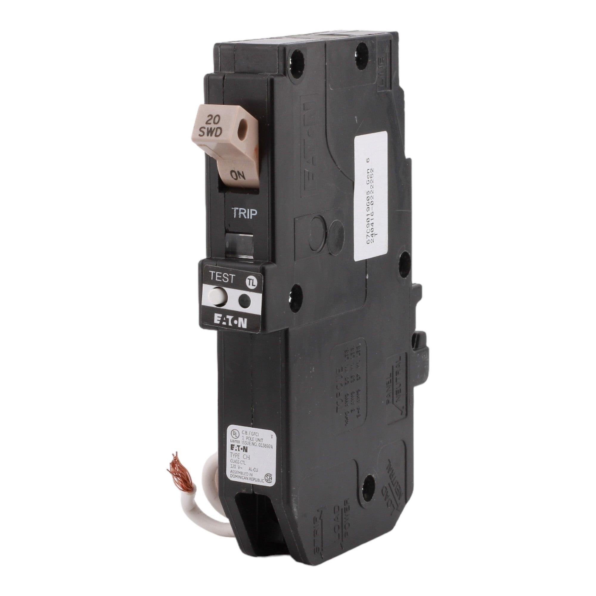 Eaton CH CHFN120GF 20A 1P 120V GFCI Pigtail Neutral Circuit Breaker - Image 3