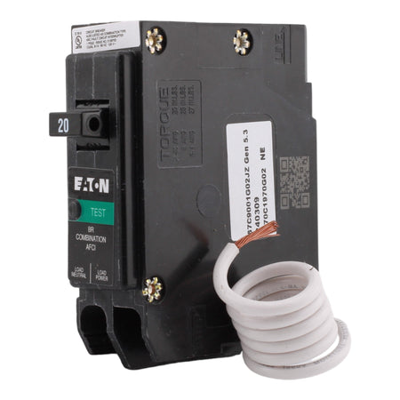 Eaton BRN120AFCS 20A 120V 1-pole AFCI Circuit Breaker Pigtail Neutral - Image 2