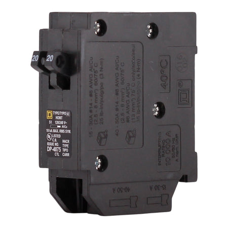 Square D HOMT2020 20 Amp Tandem 120V Standard Trip Circuit Breaker UL - Image 2