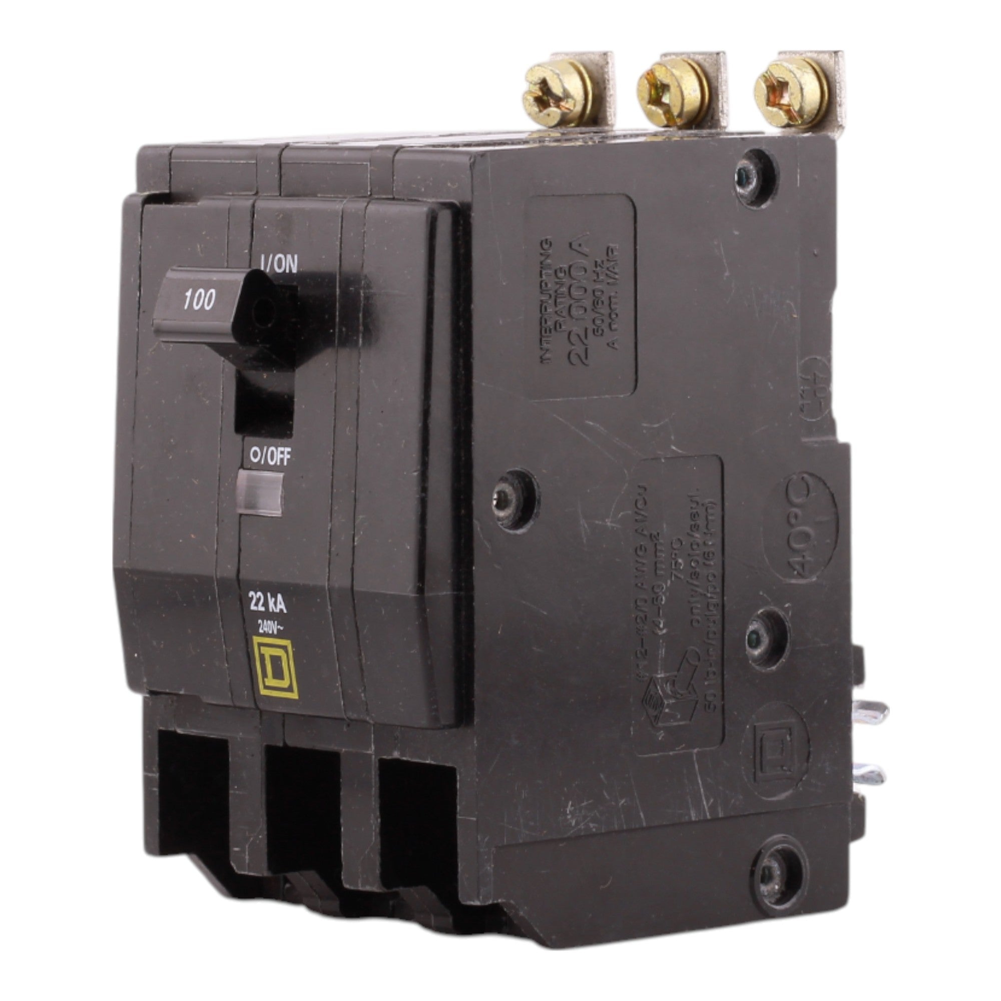 Schneider Electric QO QOB3100VH 100A 3P 120/240V Standard Bolt-On Circuit Breaker