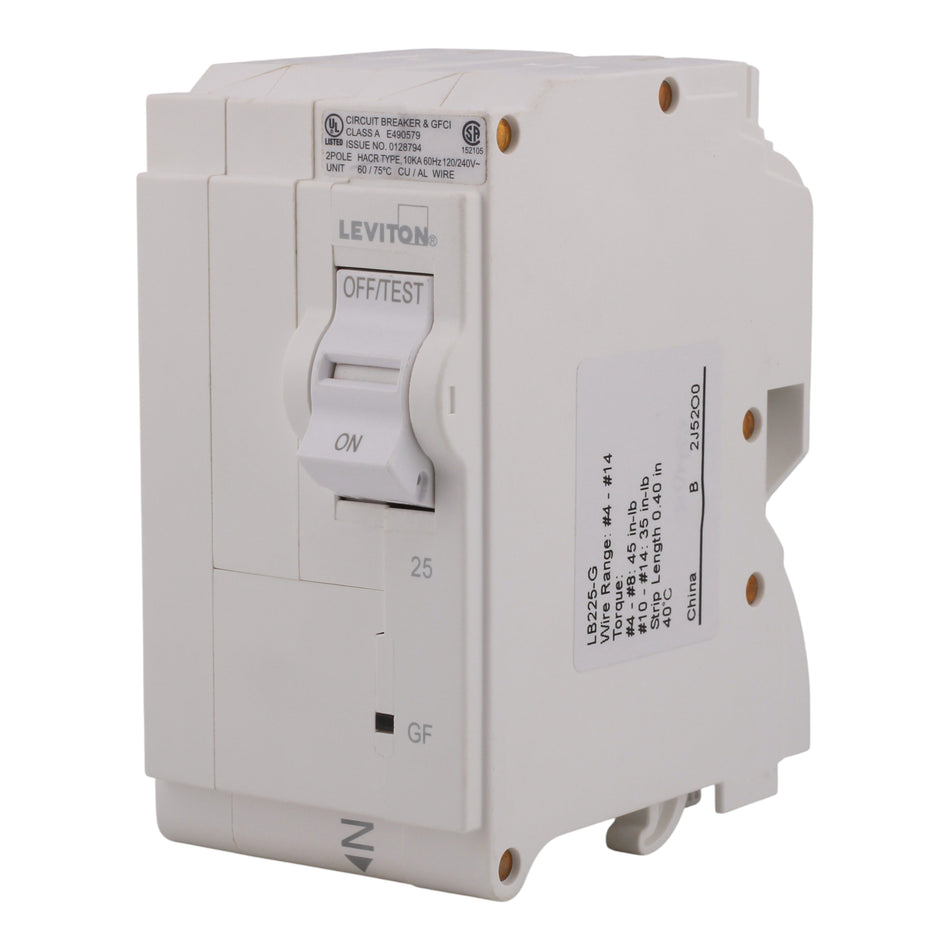 Leviton LB225-G 25A 2P 120/240V GFCI Plug-On Neutral Circuit Breaker - Image 2