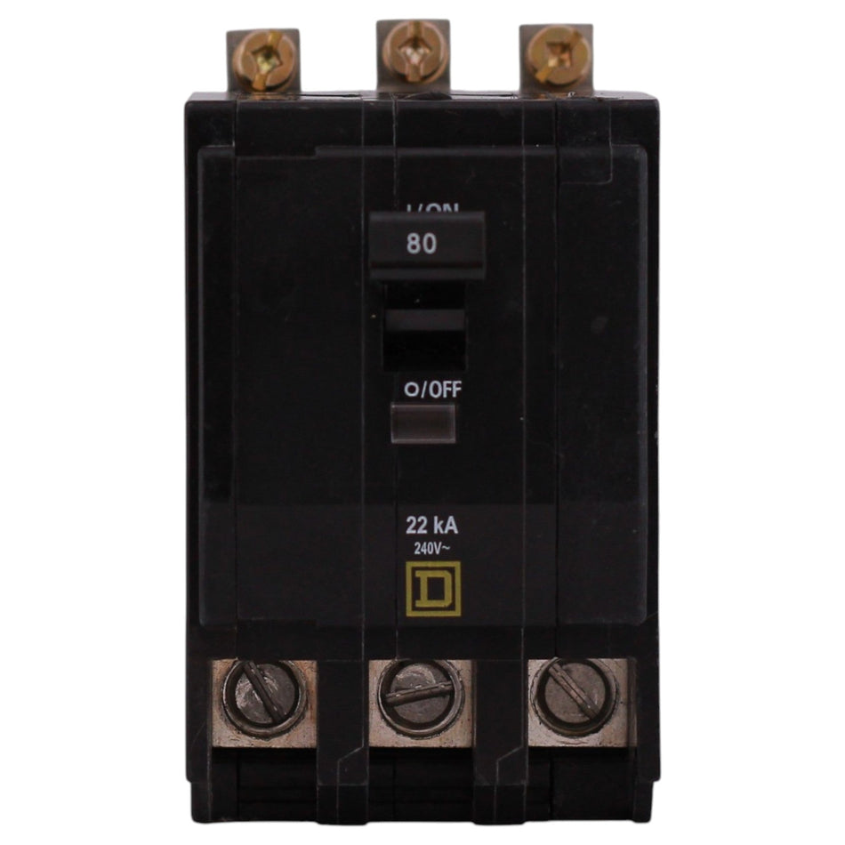 Square D QO, QOB380VH, 80A, 3P, 120/240V, Thermal Magnetic, Bolt-On, Circuit Breaker - Image 2