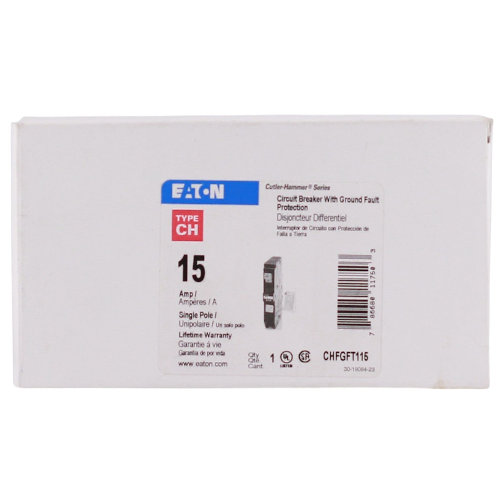 Eaton CH, CHFGFT115, 15A, 1P, 120/240V, GFCI, Pigtail Neutral, Circuit Breaker - Image 2