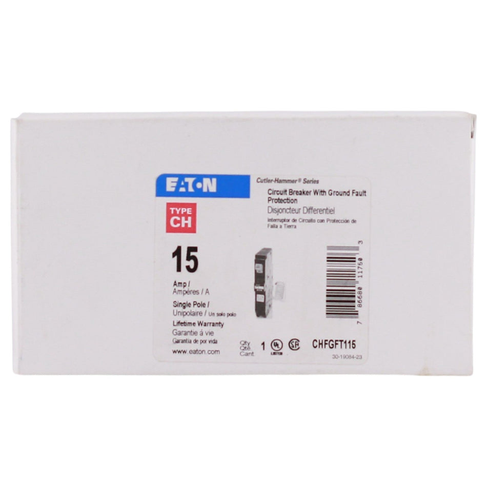 Eaton CH, CHFGFT115, 15A, 1P, 120/240V, GFCI, Pigtail Neutral, Circuit Breaker - Image 2
