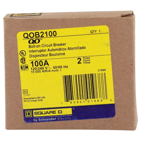 Square D QO, QOB2100, 100A, 2P, 120/240V, 10kA, Bolt-On, Circuit Breaker - Image 2