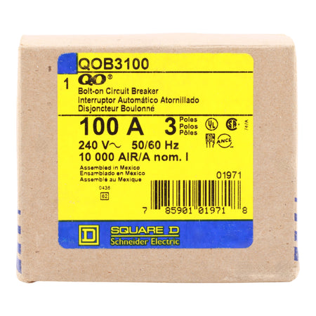 Square D QO QOB3100 100A 3P 120/240V Standard Bolt-On Circuit Breaker - Image 3