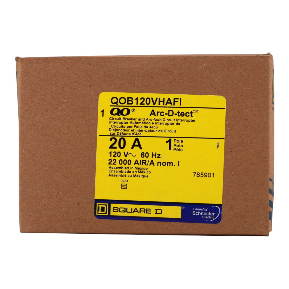Square D QO, QOB120VHAFI, 20A, 1P, 120V, AFCI, Pigtail Neutral, Bolt-On, Circuit Breaker - Image 3