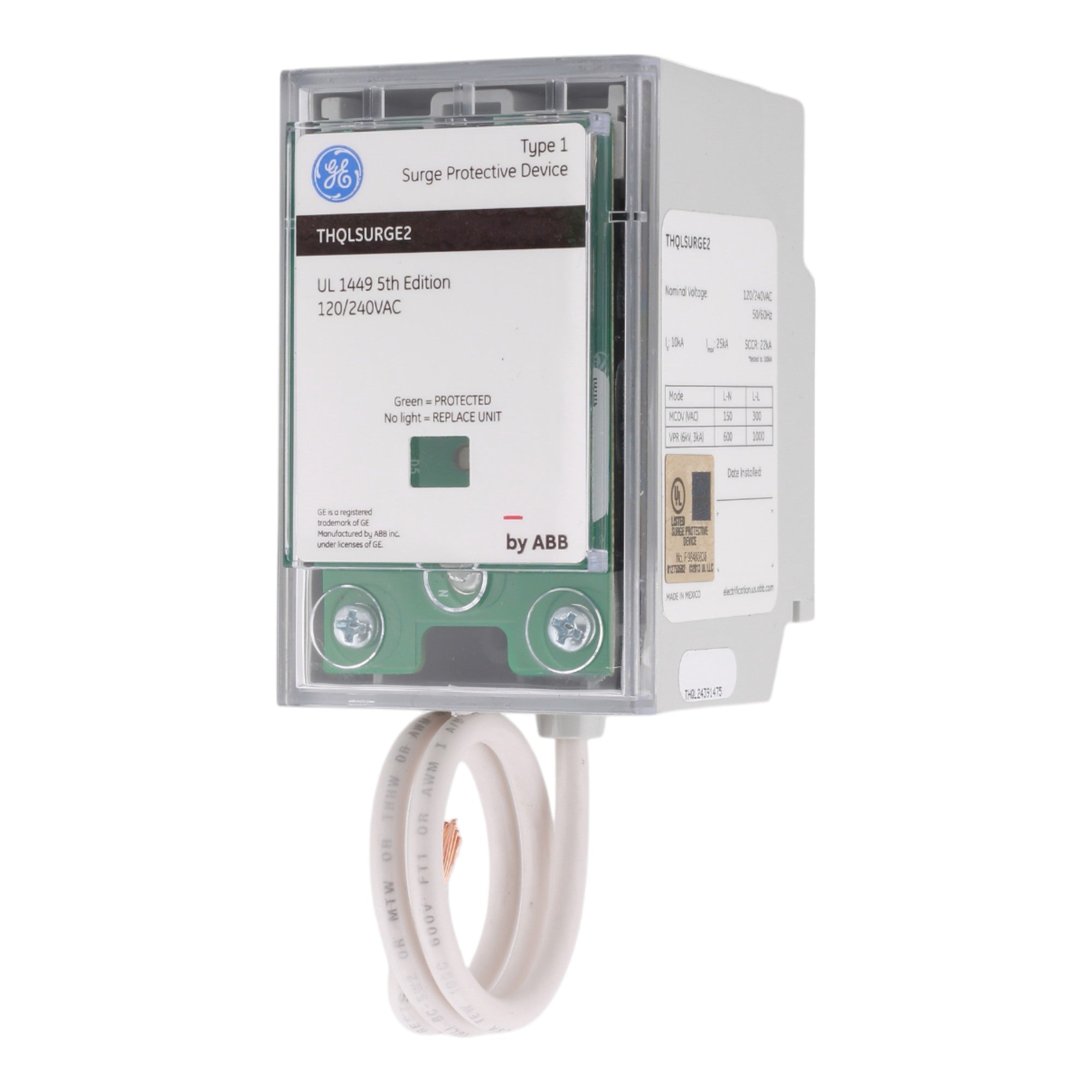 GE THQLSURGE2 Type 1 Surge Protection Device 120/240V Plug-On with Pigtail for PowerMark Panels - Image 3