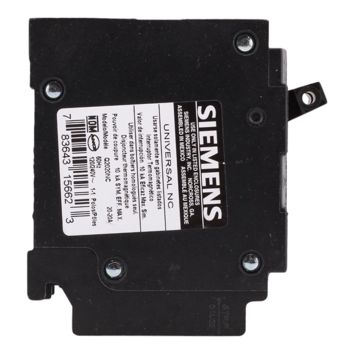 Siemens Q2020NC 20/20 Amps 120 Volts Tandem Non-CTL Circuit Breaker, Plug-In Mount - Image 5