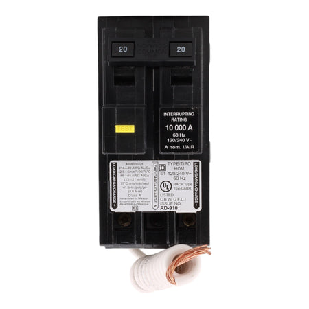 Square D HOM220GFI 20 Amps 120/240 Volts Two Pole GFCI Ground Fault Circuit Breaker Pigtail for Homeline Loadcenters - Image 2