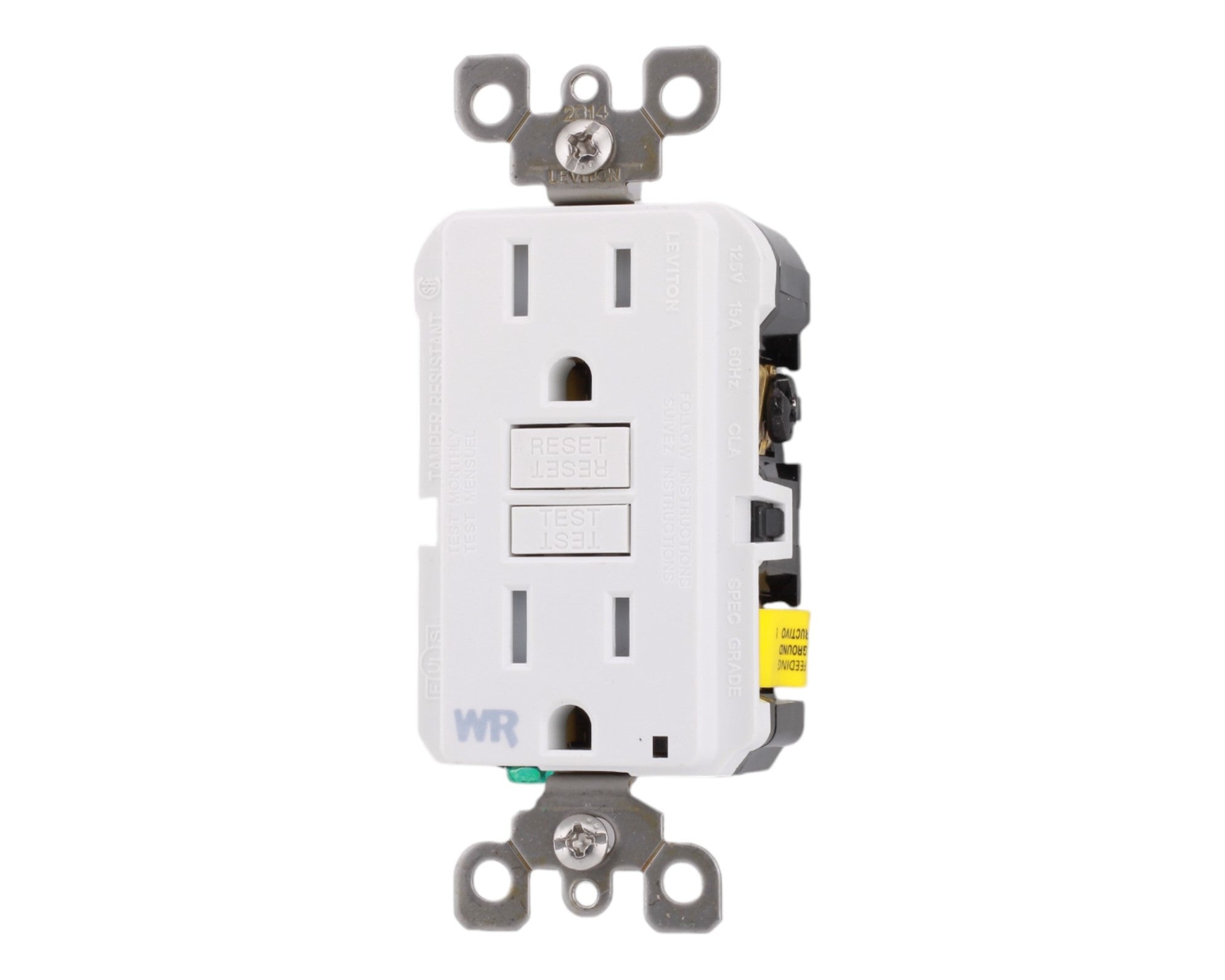 Leviton GFWT1-W 15 Amps 125 Volts GFCI Outlet Weather-Resistant and Tamper-Resistant with LED Indicator, White - Image 3
