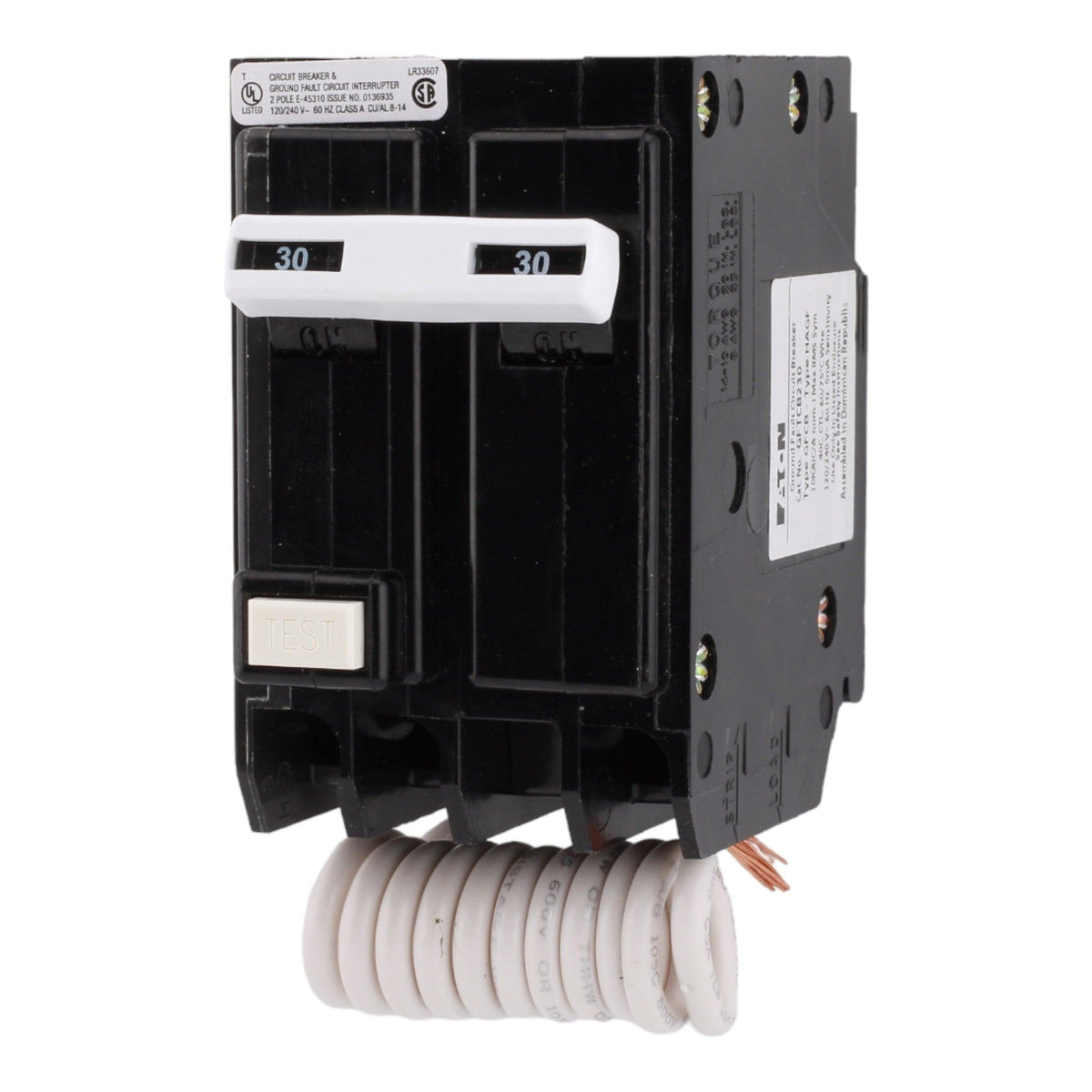 Eaton BR GFTCB230 30A 2P 120/240V GFCI Pigtail Neutral Circuit Breaker - Image 2