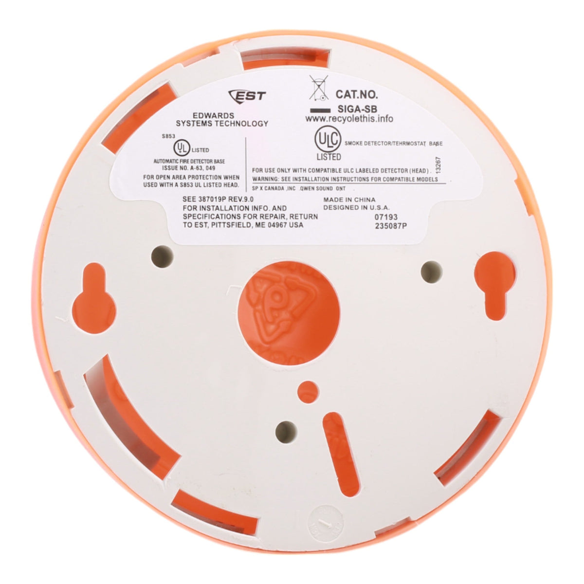 Edwards EST SIGA-SB Standard Detector Mounting Base - Image 2