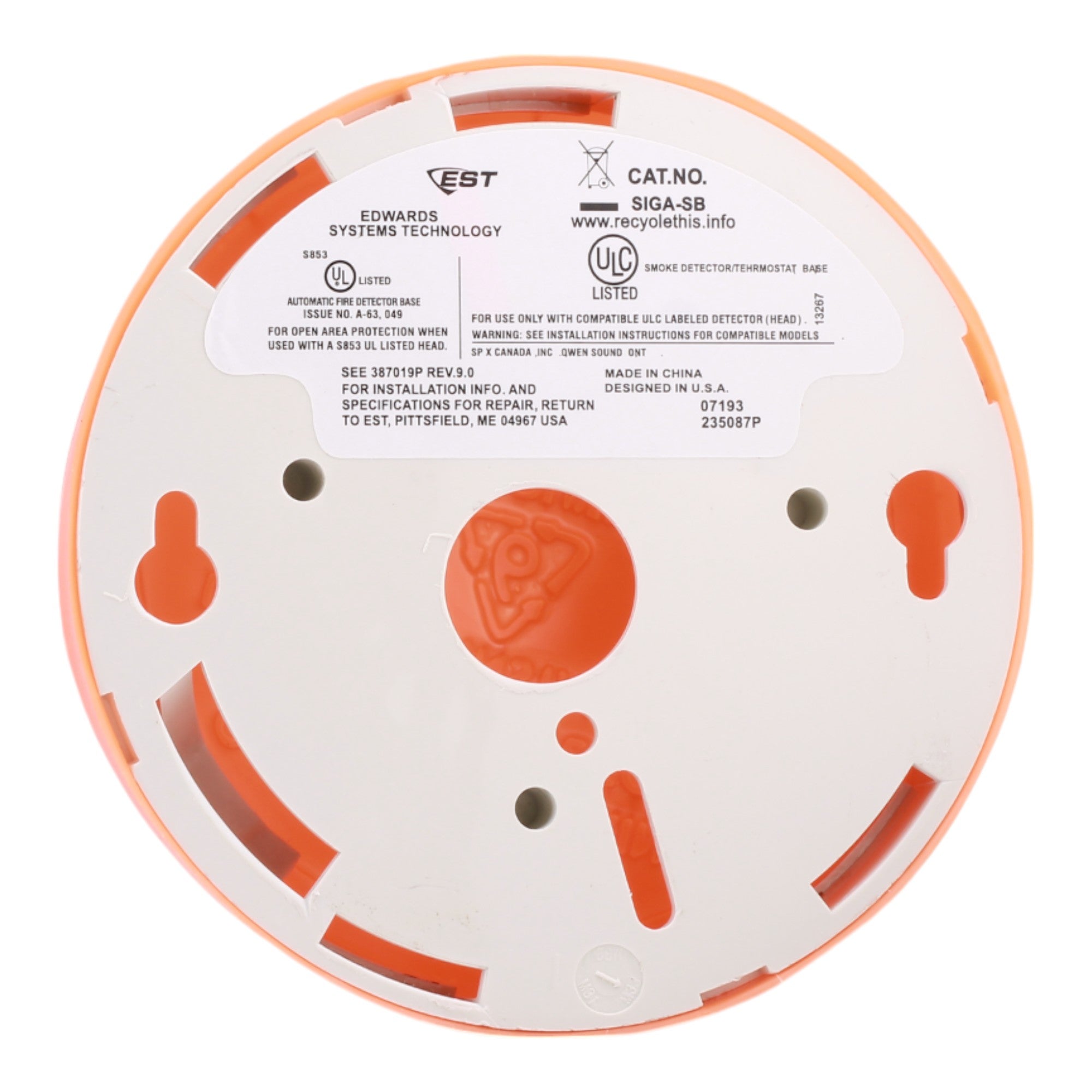 Edwards EST SIGA-SB Standard Detector Mounting Base - Image 2