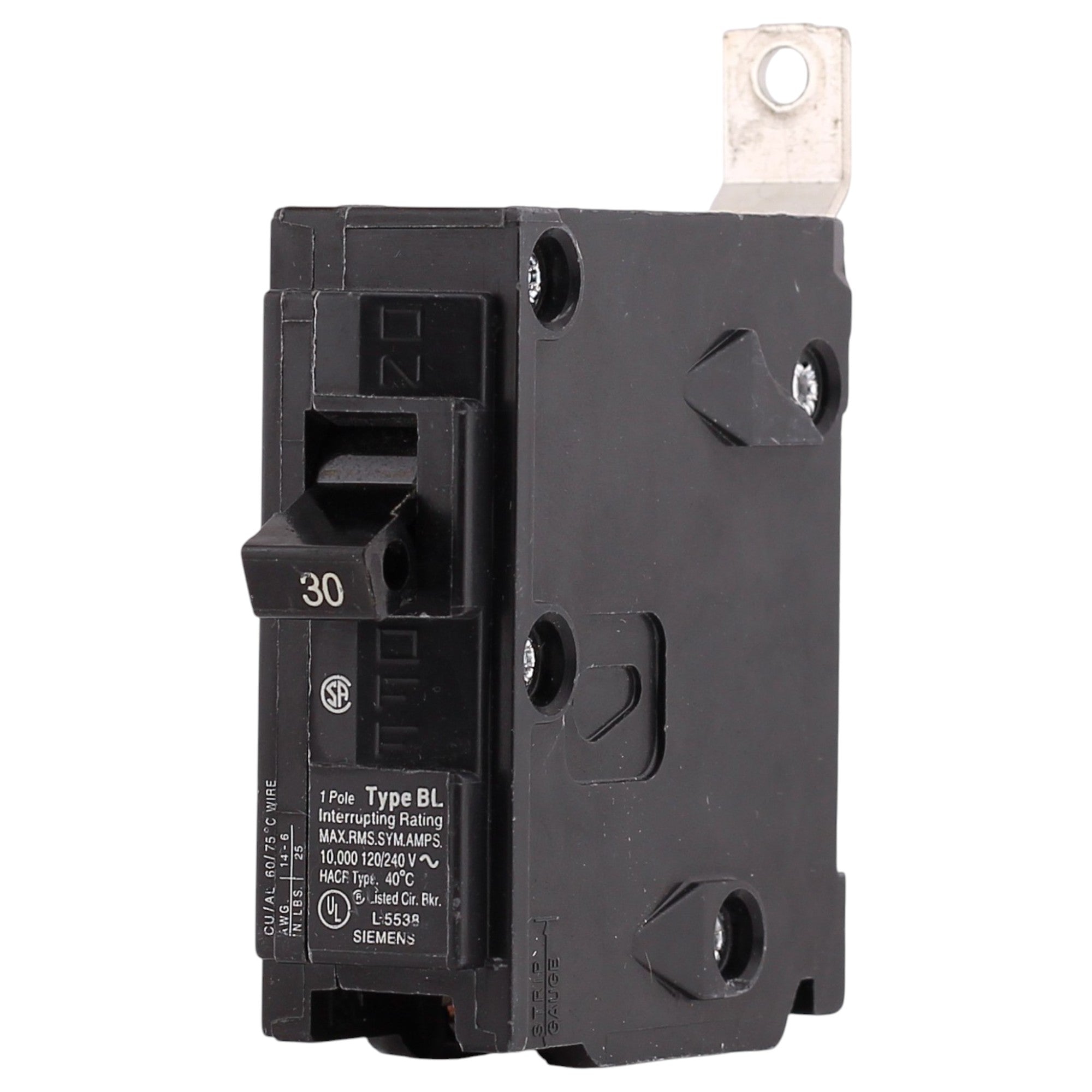 Siemens BL, B130, 30A, 1P, 120/240V, Thermal Magnetic, Bolt-On, Circuit Breaker - Image 3
