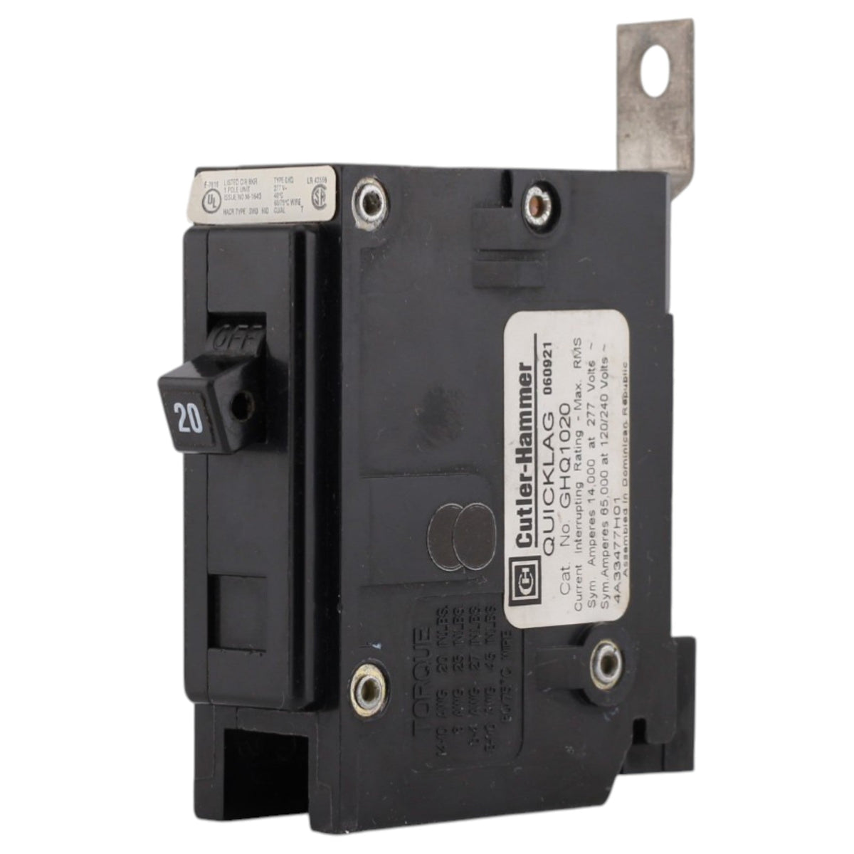 Eaton GHQ, GHQ1020, 20A, 1P, 277V, Bolt-On, Circuit Breaker - Image 3