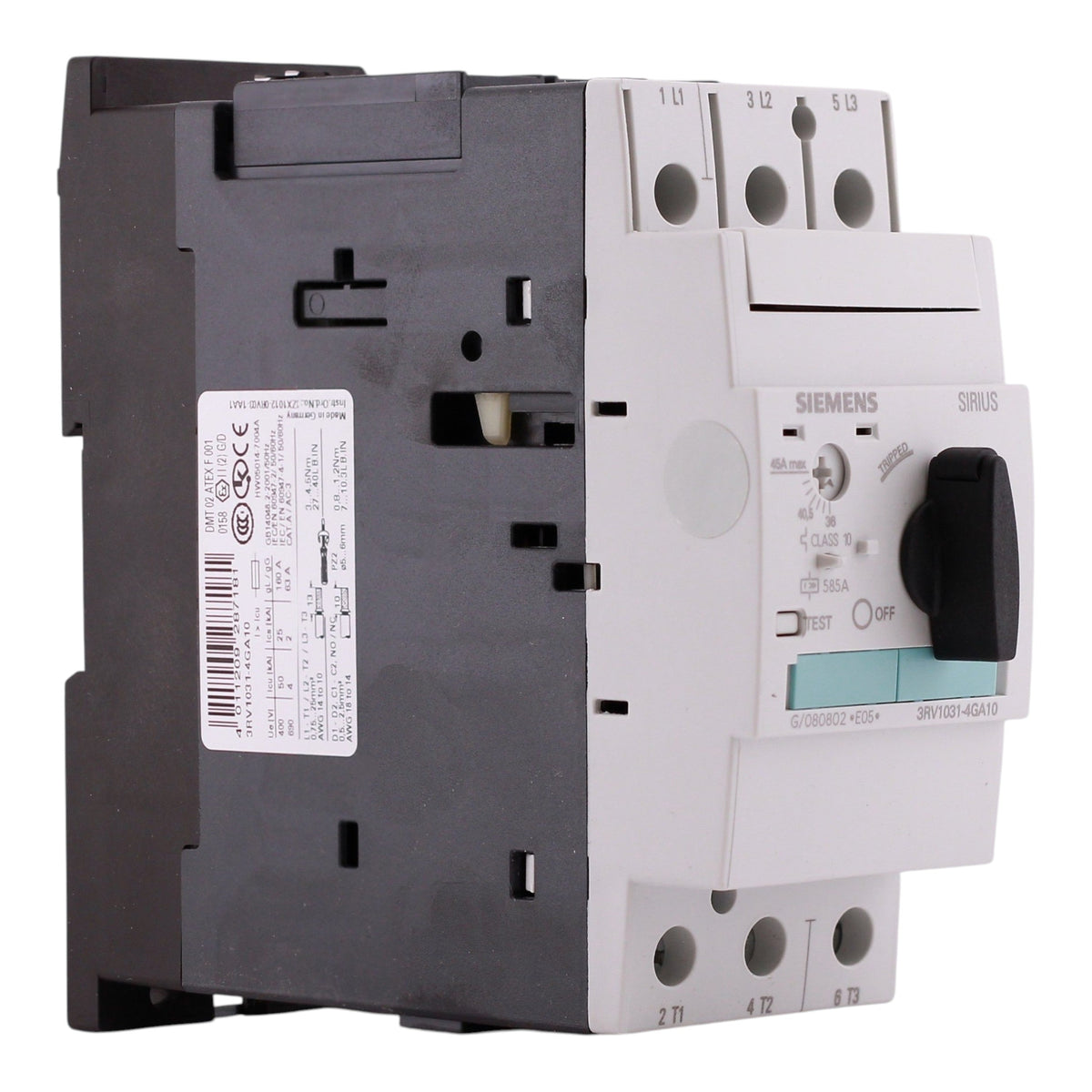 Siemens SIRIUS 3RV1, 3RV1031-4GA10, 36-45A, 3P, 690V, Motor Protection, Circuit Breaker