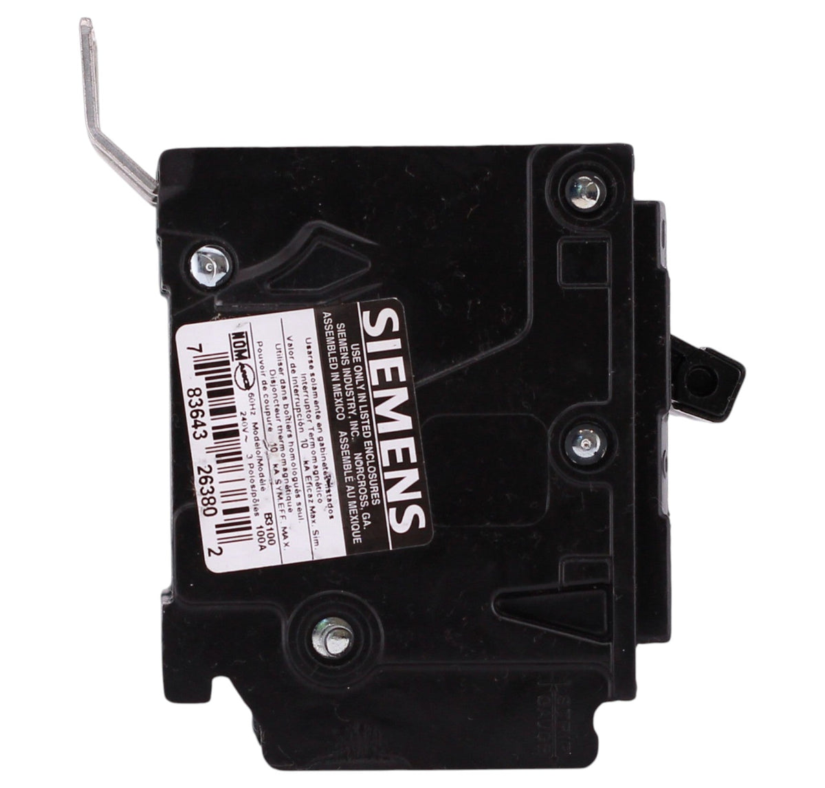 Siemens BL, B3100, 100A, 3P, 240V, Thermal Magnetic, Bolt-On, Circuit Breaker - Image 3