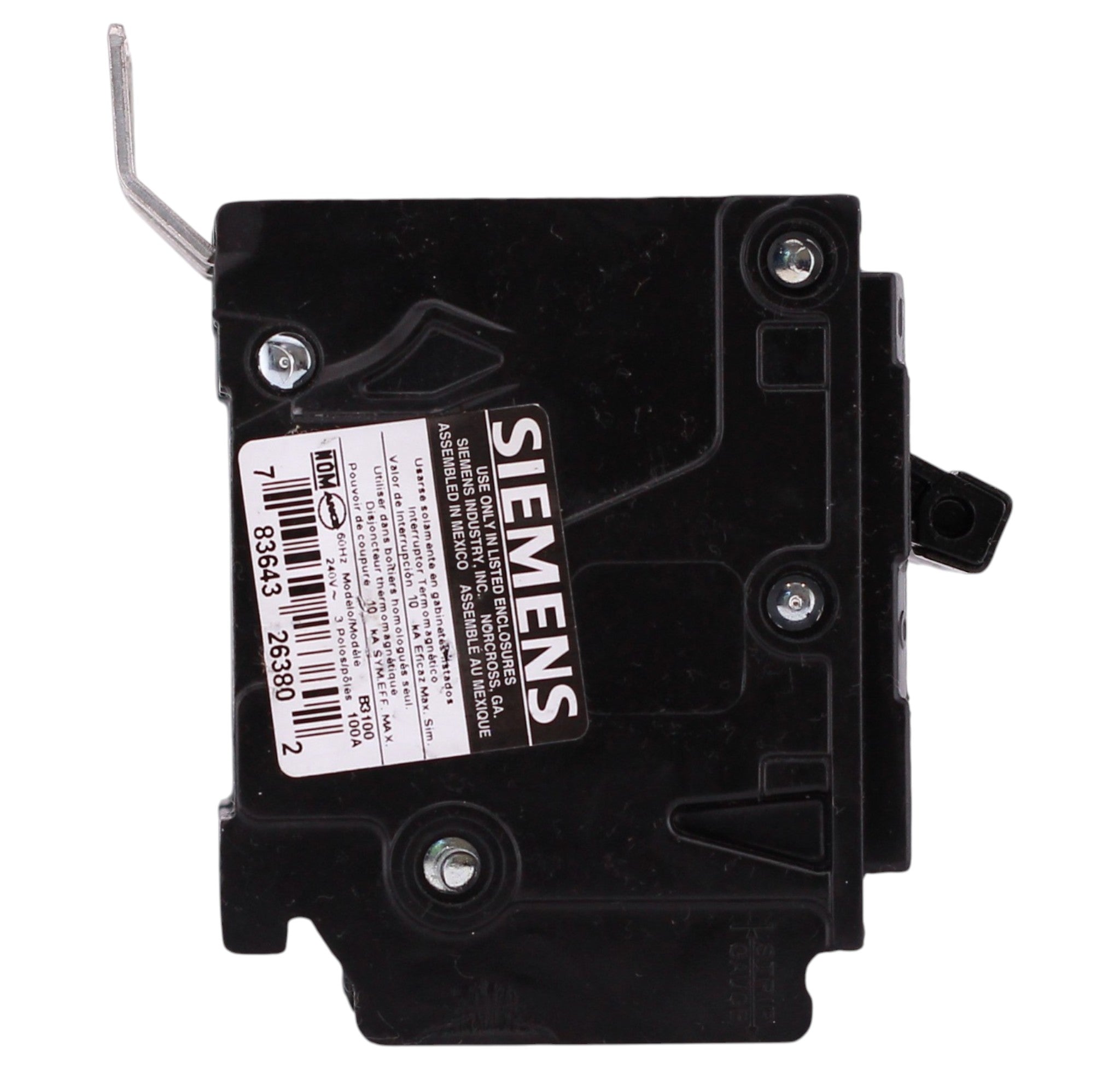 Siemens BL, B3100, 100A, 3P, 240V, Thermal Magnetic, Bolt-On, Circuit Breaker - Image 3