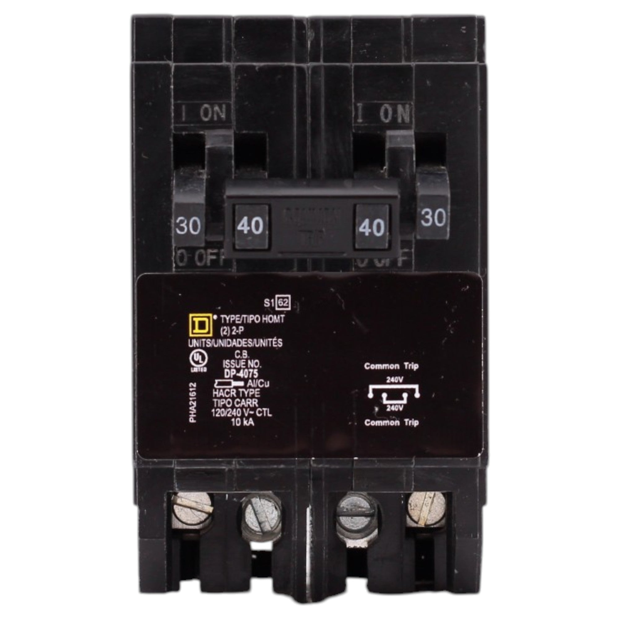 Square D Homeline, HOMT230240, 30A/40A, 2P/2P, 120/240V, Quadplex, Circuit Breaker - Image 2
