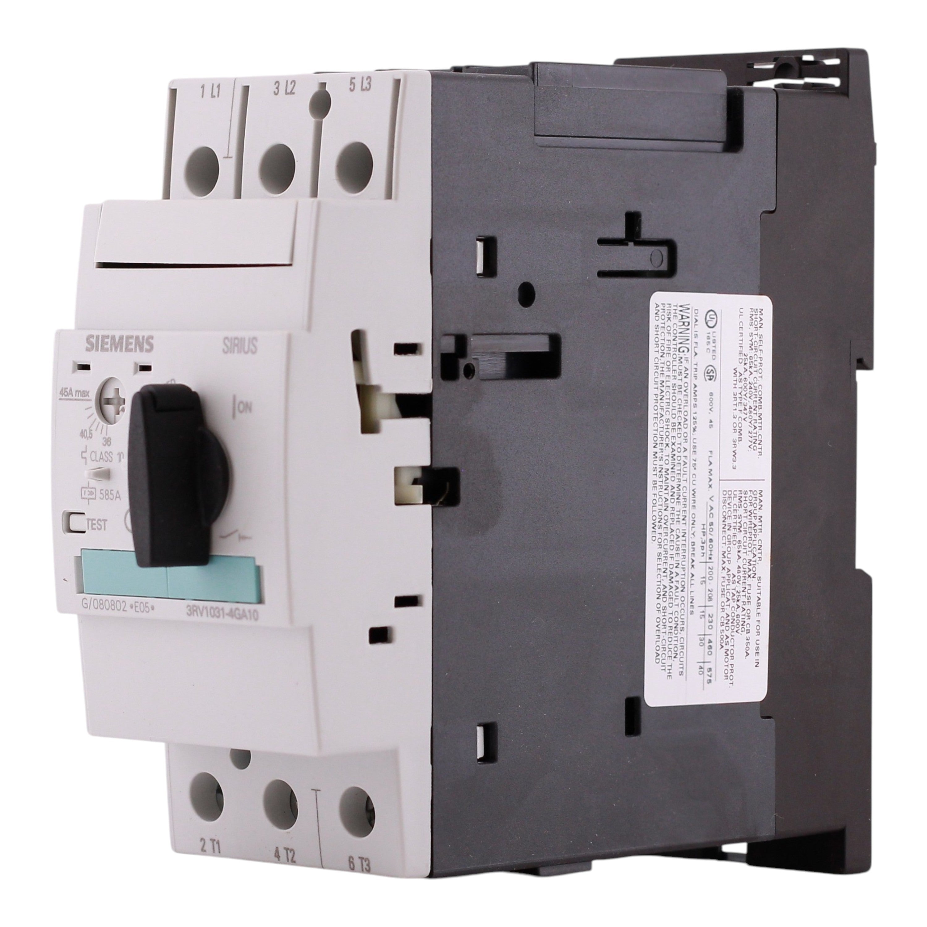 Siemens SIRIUS 3RV1, 3RV1031-4GA10, 36-45A, 3P, 690V, Motor Protection, Circuit Breaker - Image 2