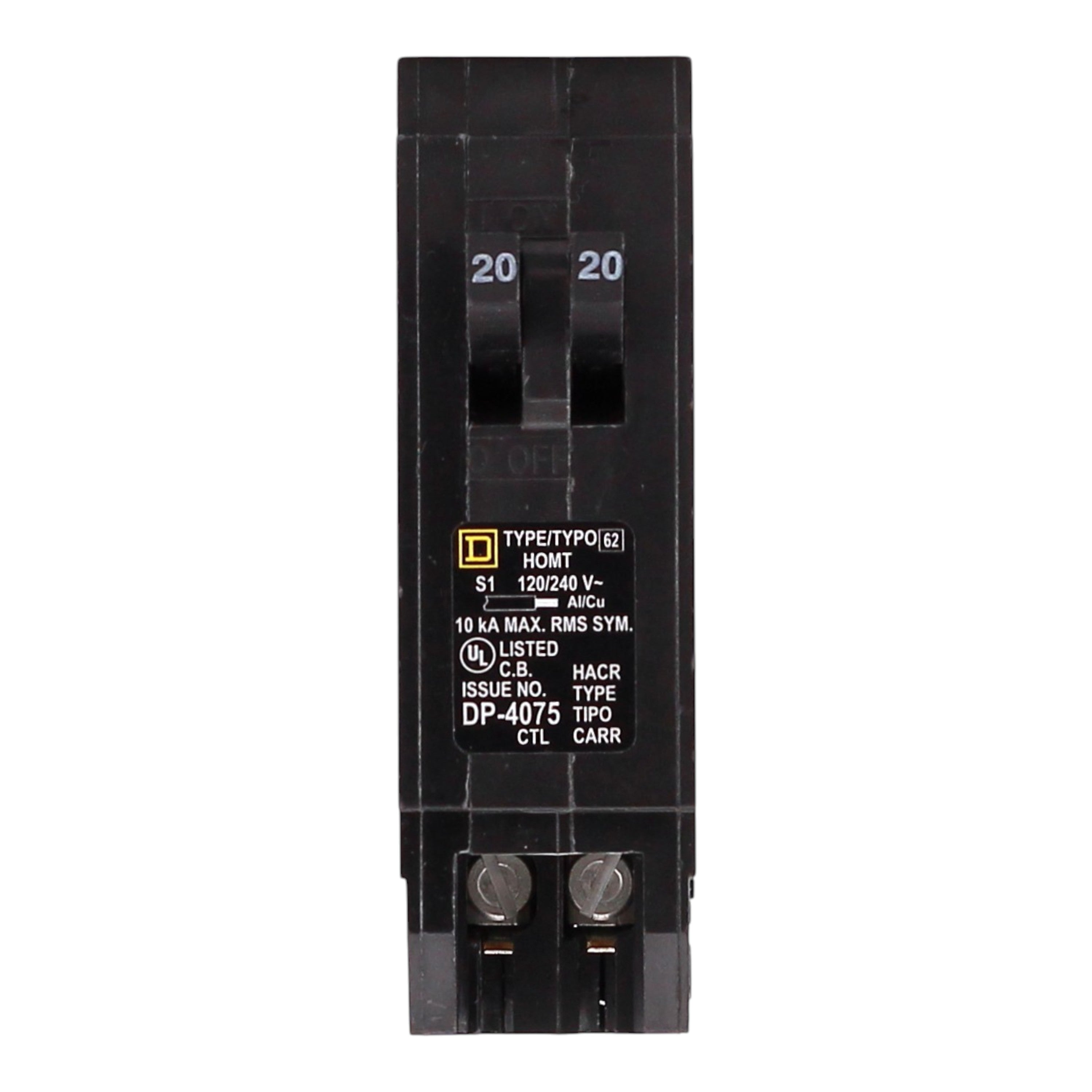 Square D HOMT2020 20 Amp Tandem 120V Standard Trip Circuit Breaker UL - Image 3