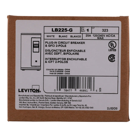 Leviton LB225-G 25A 2P 120/240V GFCI Plug-On Neutral Circuit Breaker - Image 3