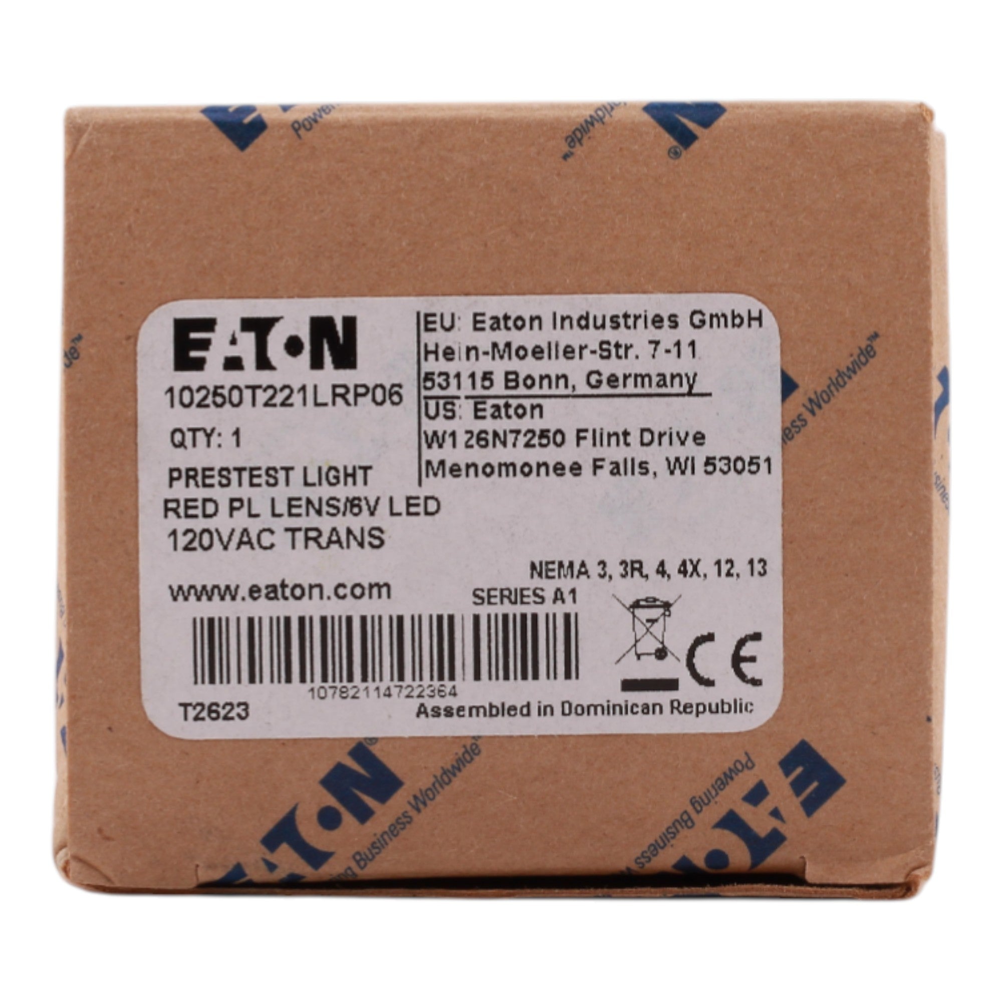 Eaton 10250T221LRP06 120V Red LED Watertight Indicating Light - Image 2