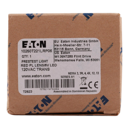 Eaton 10250T221LRP06 120V Red LED Watertight Indicating Light - Image 2
