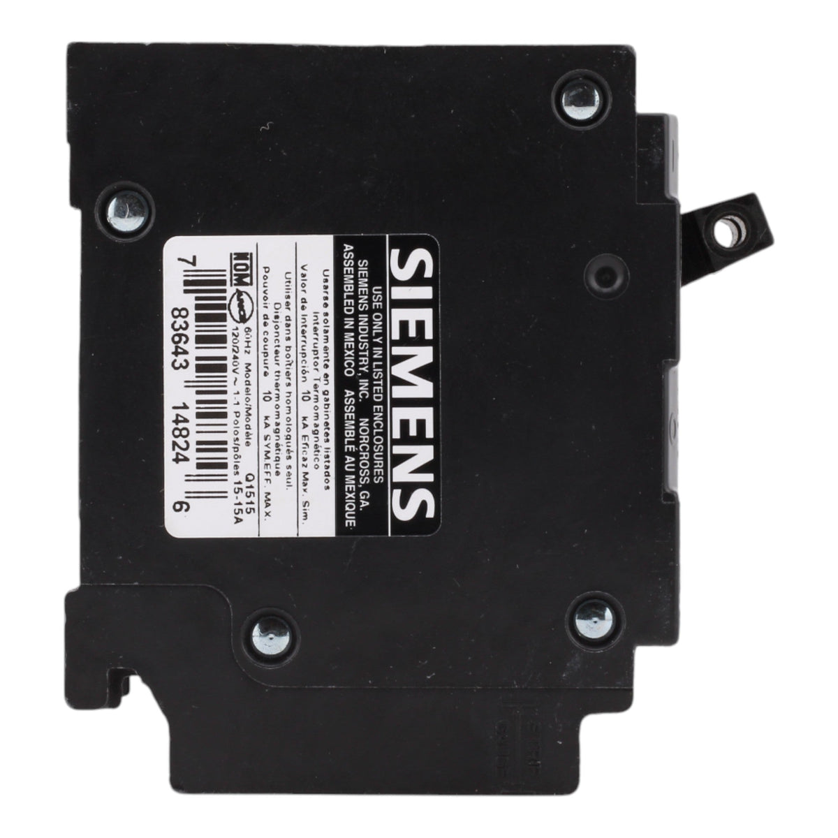 Siemens Q1515 15/15A 120V Duplex Thermal Magnetic Circuit Breaker, Plug-In, 10kA Interrupt, Type QT - Image 5