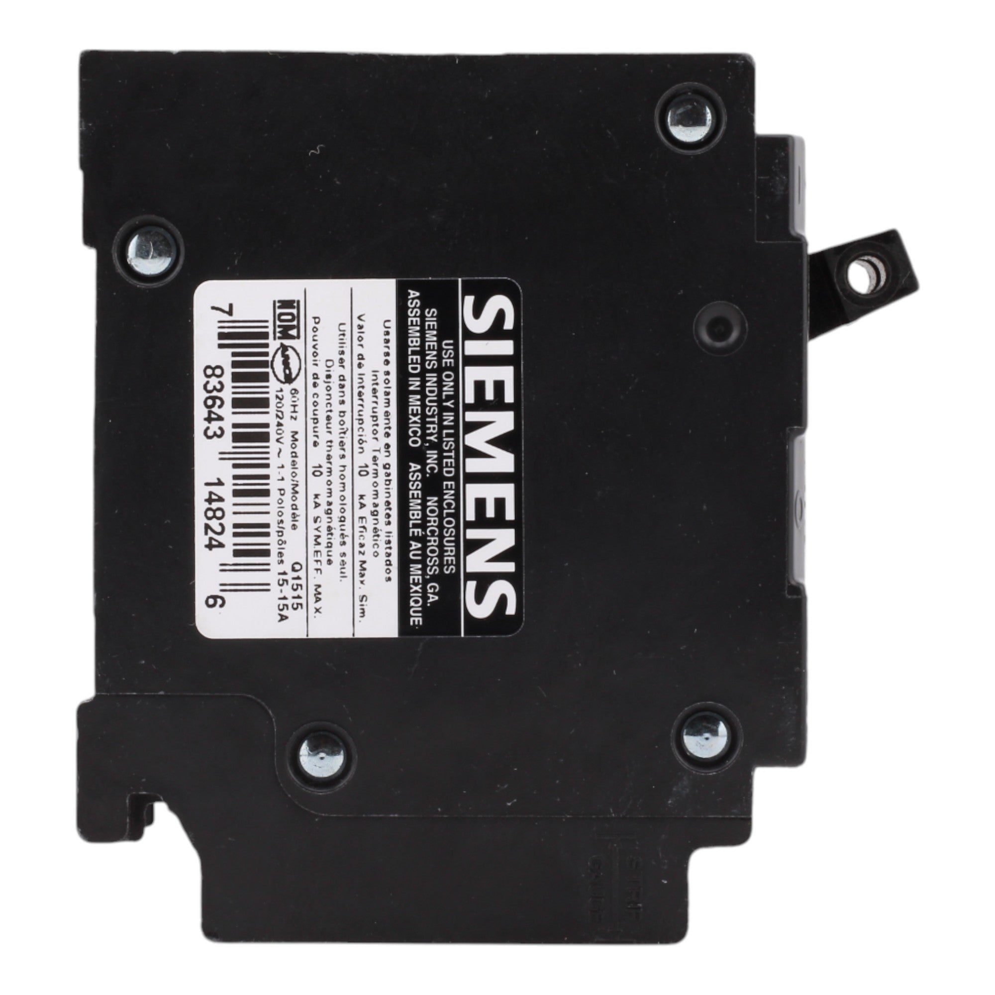 Siemens Q1515 15/15A 120V Duplex Thermal Magnetic Circuit Breaker, Plug-In, 10kA Interrupt, Type QT - Image 5