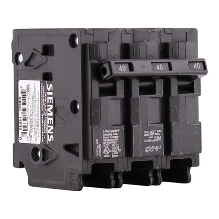 Siemens QP, Q340, 40A, 3P, 240V, Thermal Magnetic, Plug-In, Circuit Breaker