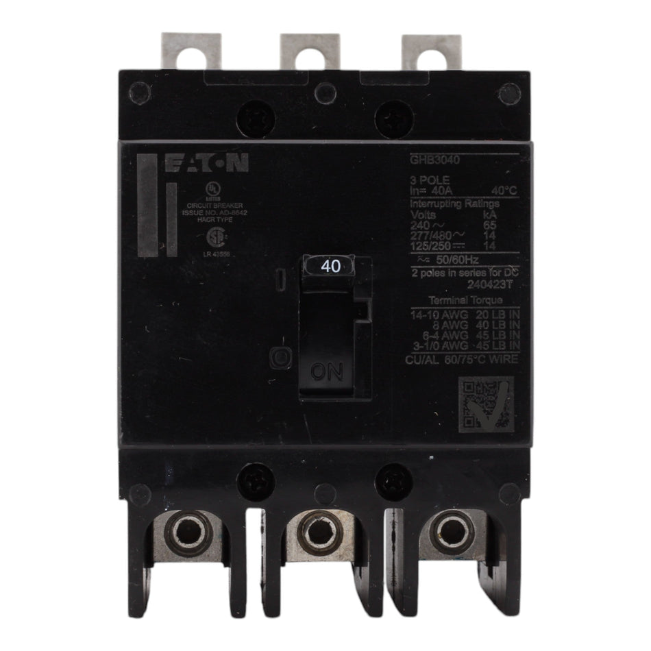 Eaton GHB3040 40A 480Y/277V 3P Molded Case Circuit Breaker, Fixed Thermal Magnetic - Image 2