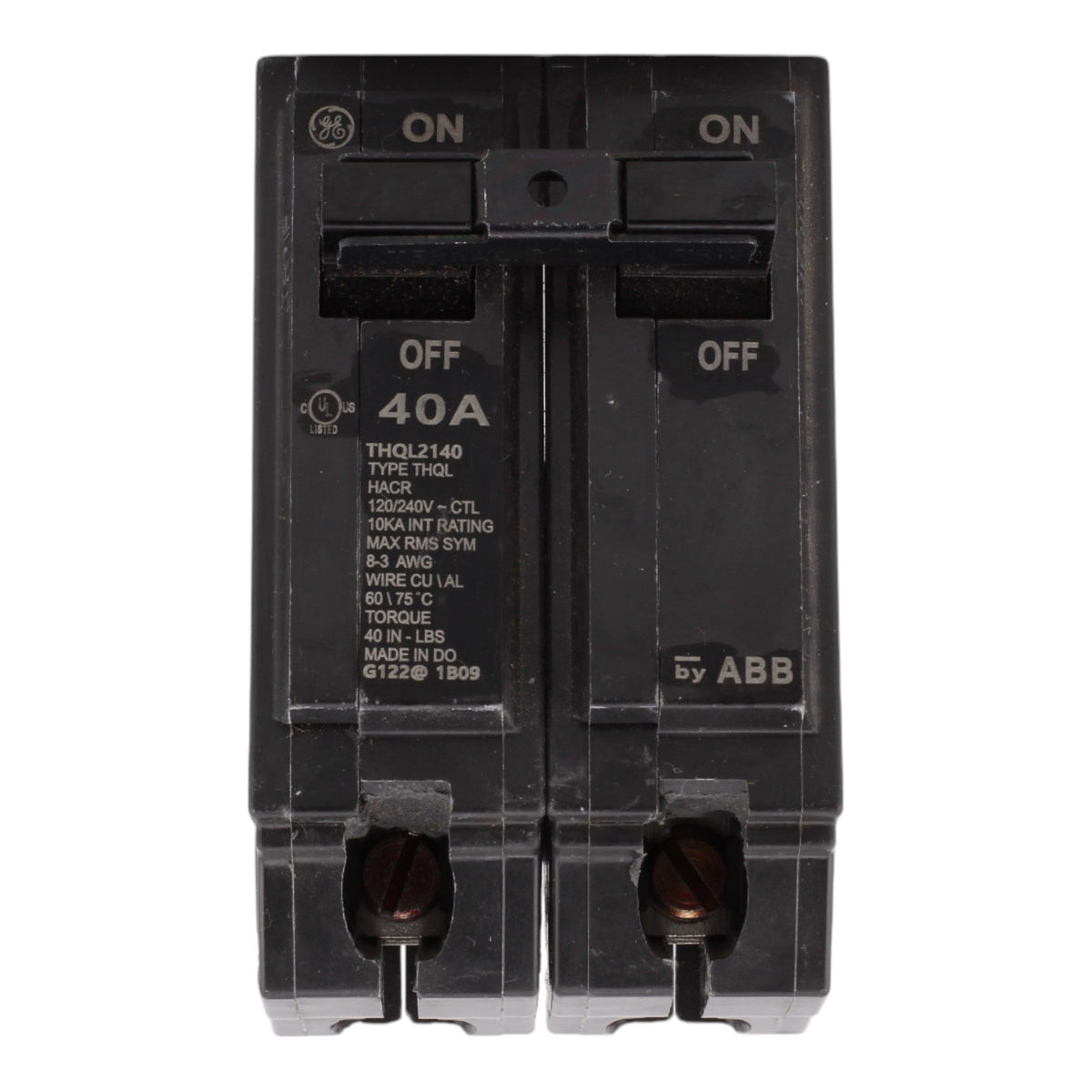 GE THQL2140, 40A, 120/240V, 2-Pole Circuit Breaker, Plug-In, for Load Centers and Lighting Panels - Image 2