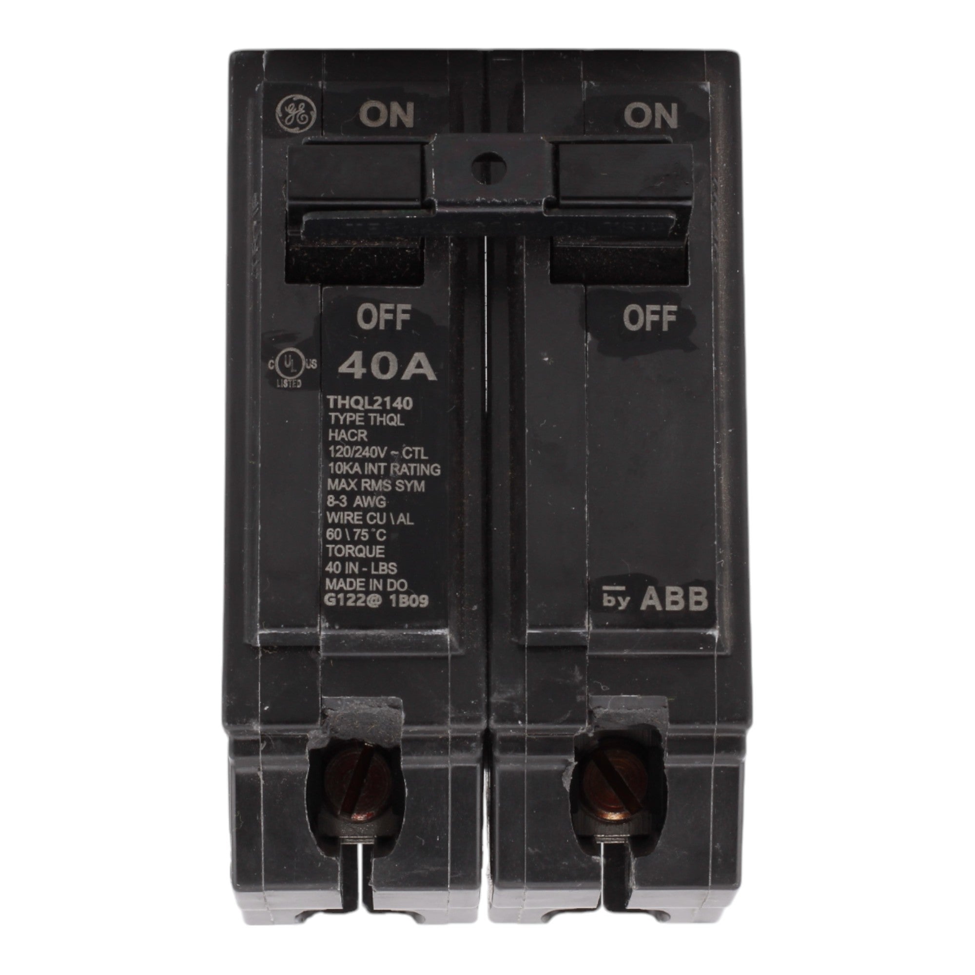 GE THQL2140, 40A, 120/240V, 2-Pole Circuit Breaker, Plug-In, for Load Centers and Lighting Panels - Image 2
