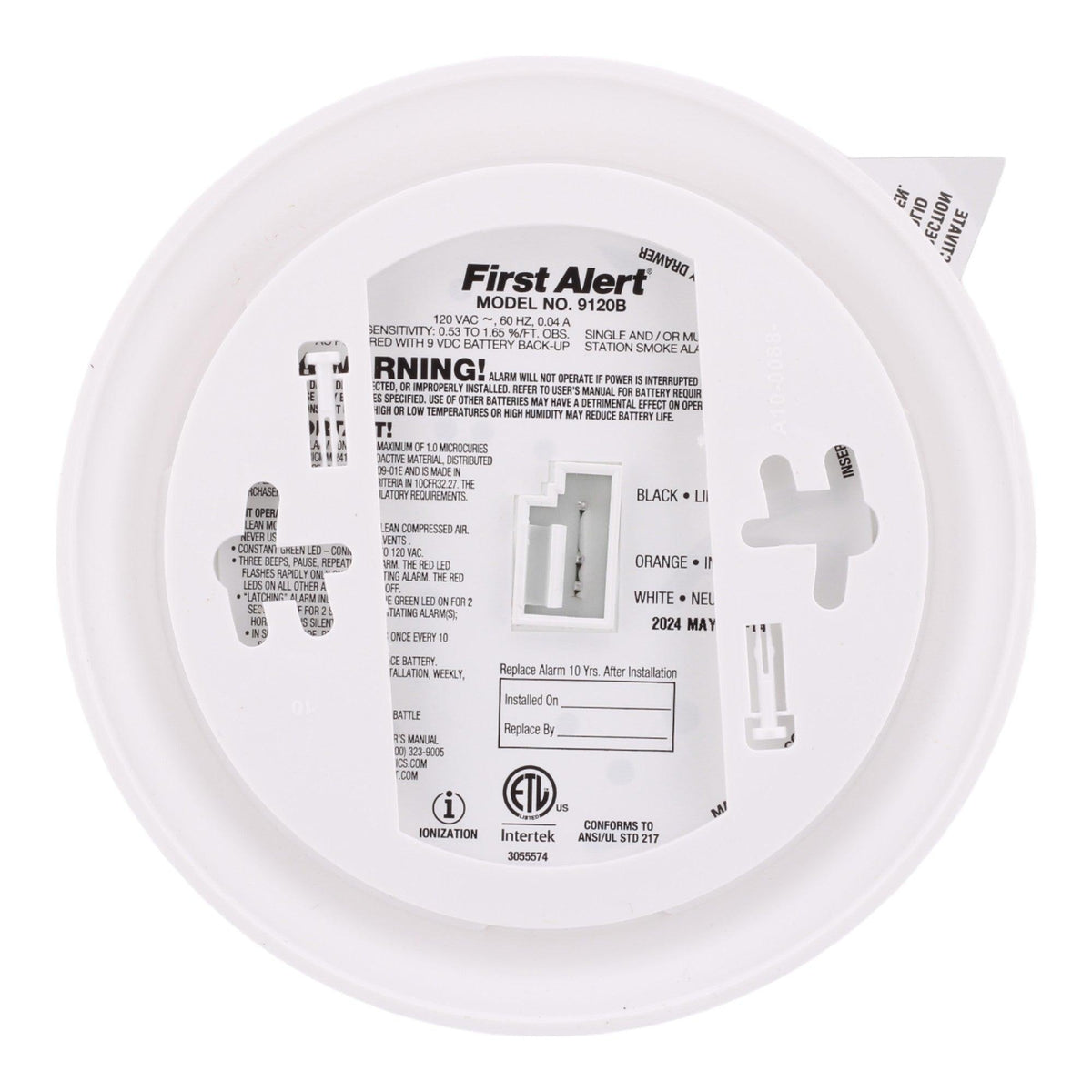 BRK 9120B Hardwired 120V Ionization Smoke Alarm with 9V Battery - Image 6