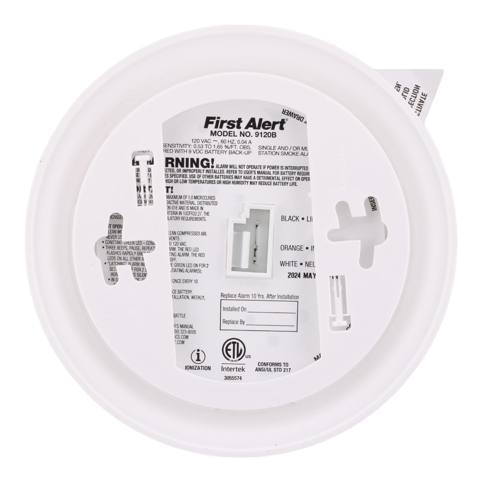 BRK 9120B Hardwired 120V Ionization Smoke Alarm with 9V Battery - Image 6