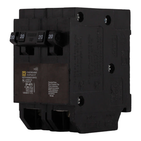 Square D Homeline HOMT2020220 20A Quad Tandem (2x1P 20A + 1x2P 20A) 120/240V Circuit Breaker - Image 2