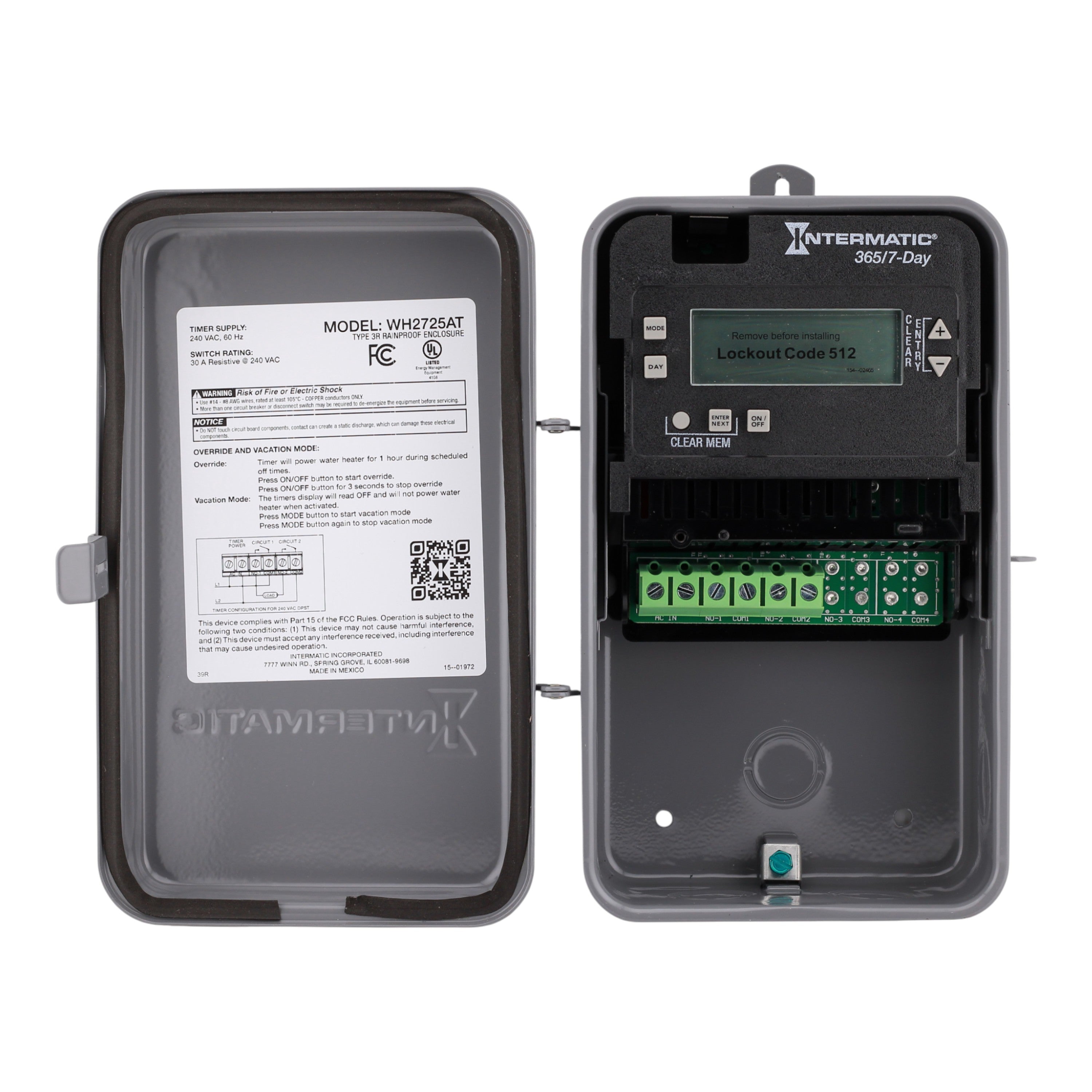 Intermatic, WH2725AT, 7-Day, Pre-Programmed, Water Heater Timer, 240V, 30A, DPST - Image 6