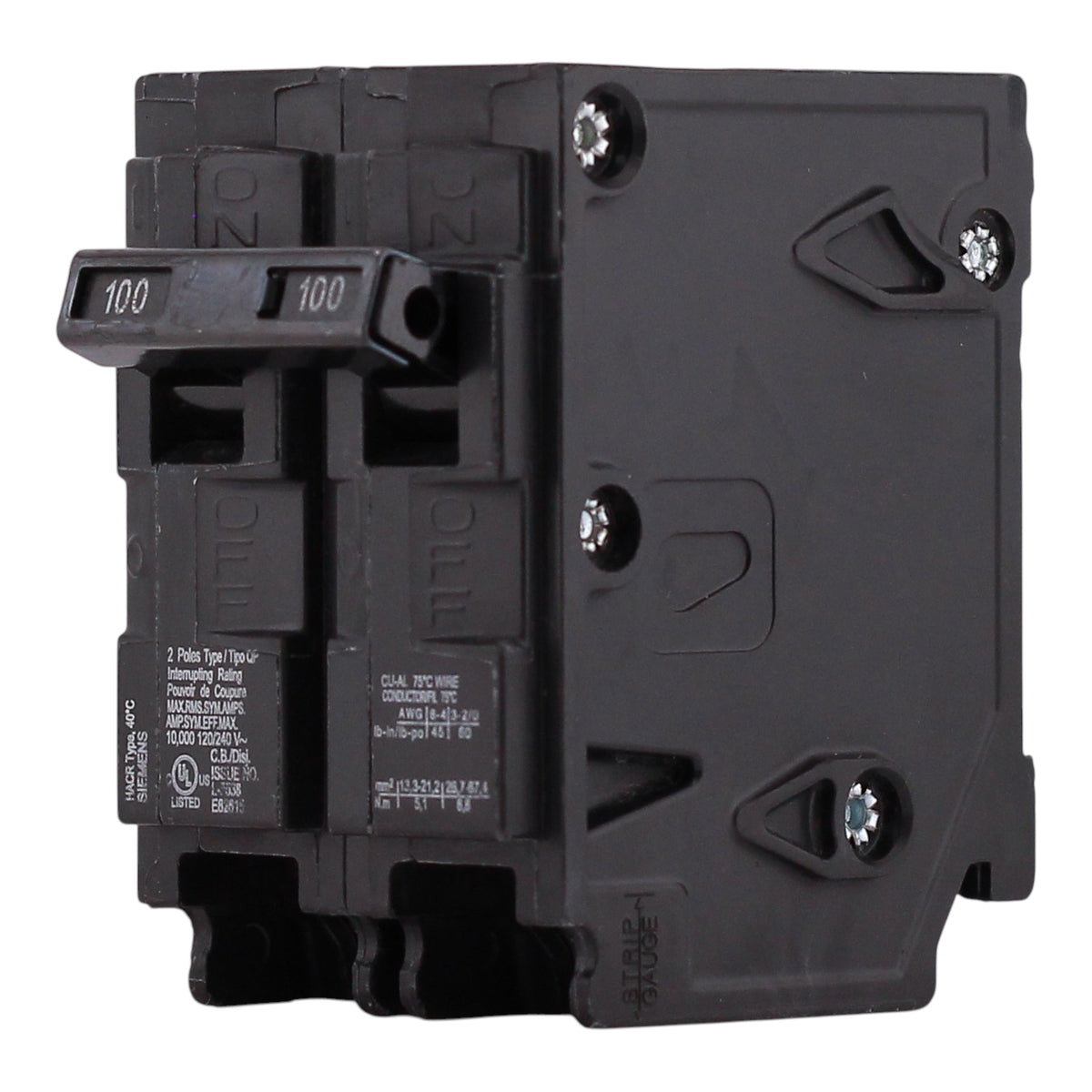 Siemens Q2100 100 Amps 120/240 Volts Double Pole Thermal Magnetic Circuit Breaker, Plug-In Mount - Image 2