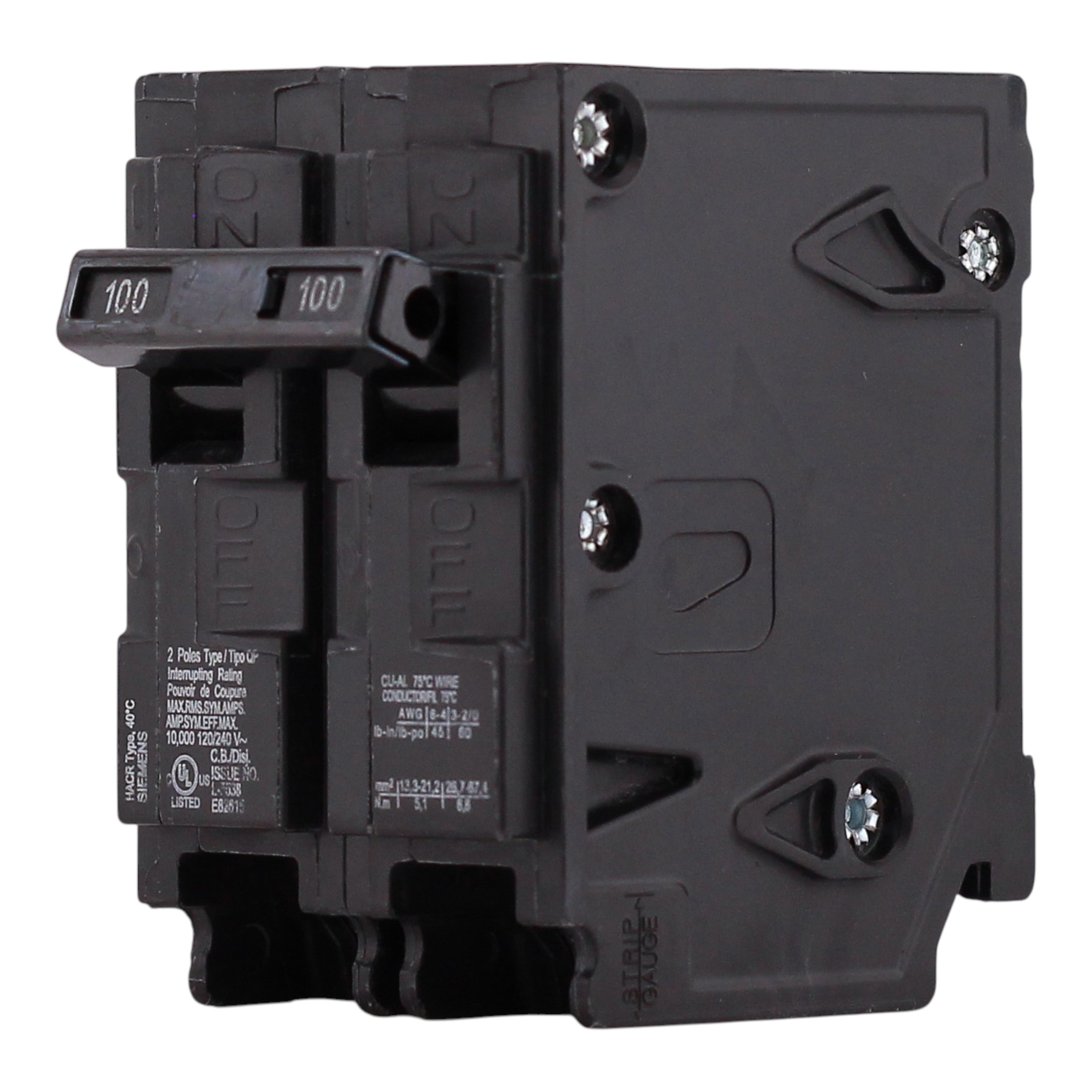 Siemens Q2100 100 Amps 120/240 Volts Double Pole Thermal Magnetic Circuit Breaker, Plug-In Mount - Image 2