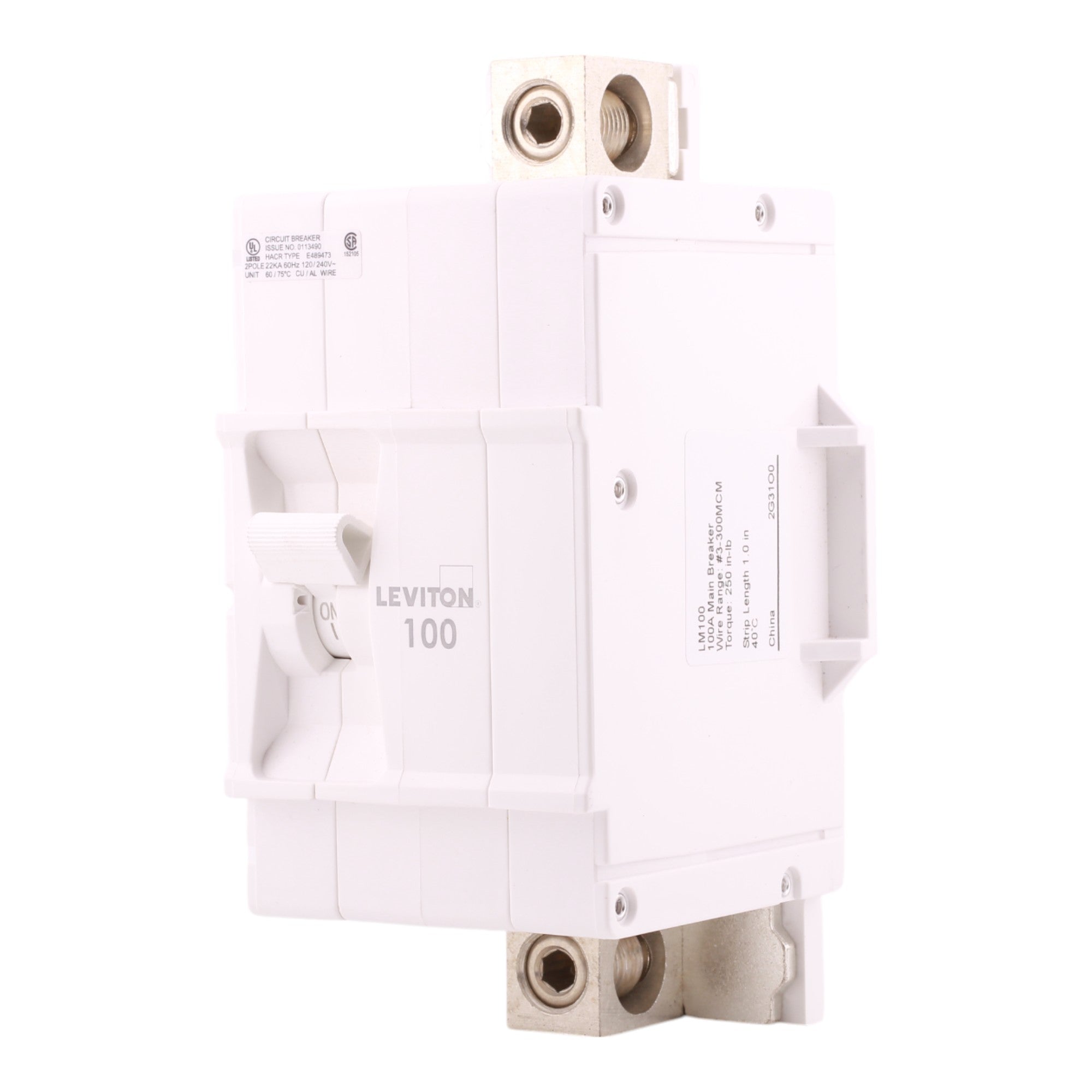 Leviton LM100 100A 2P 120/240V Hydraulic Magnetic Main Breaker - Image 12