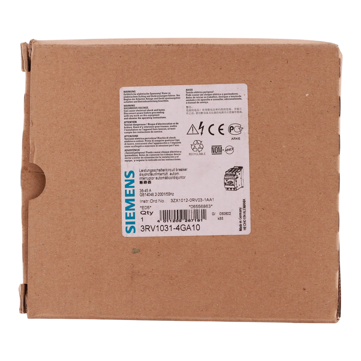 Siemens SIRIUS 3RV1, 3RV1031-4GA10, 36-45A, 3P, 690V, Motor Protection, Circuit Breaker - Image 3